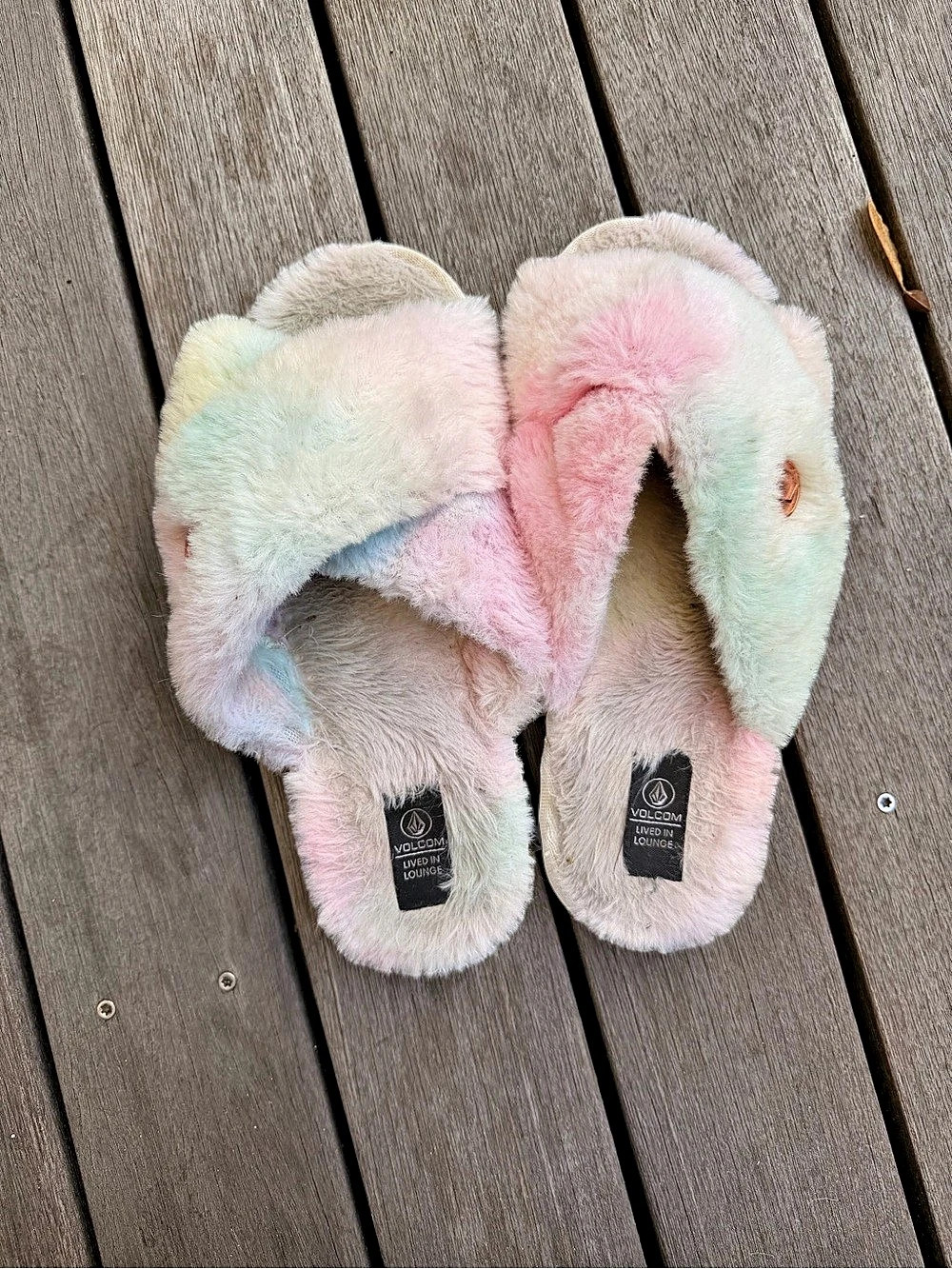 Volcom Lived In Lounge Slip Sandal Slippers Pastel Rainbow